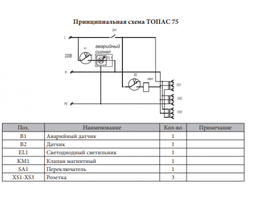 Монтажная схема Топас 75